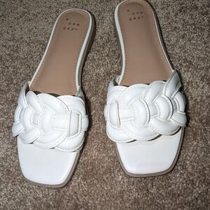 A New Day White Braided Slide Sandals